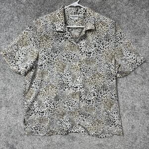 Alfred Dunner Top 18W Plus Leopard Print Retro 80s 90s Career Office Casual Chic